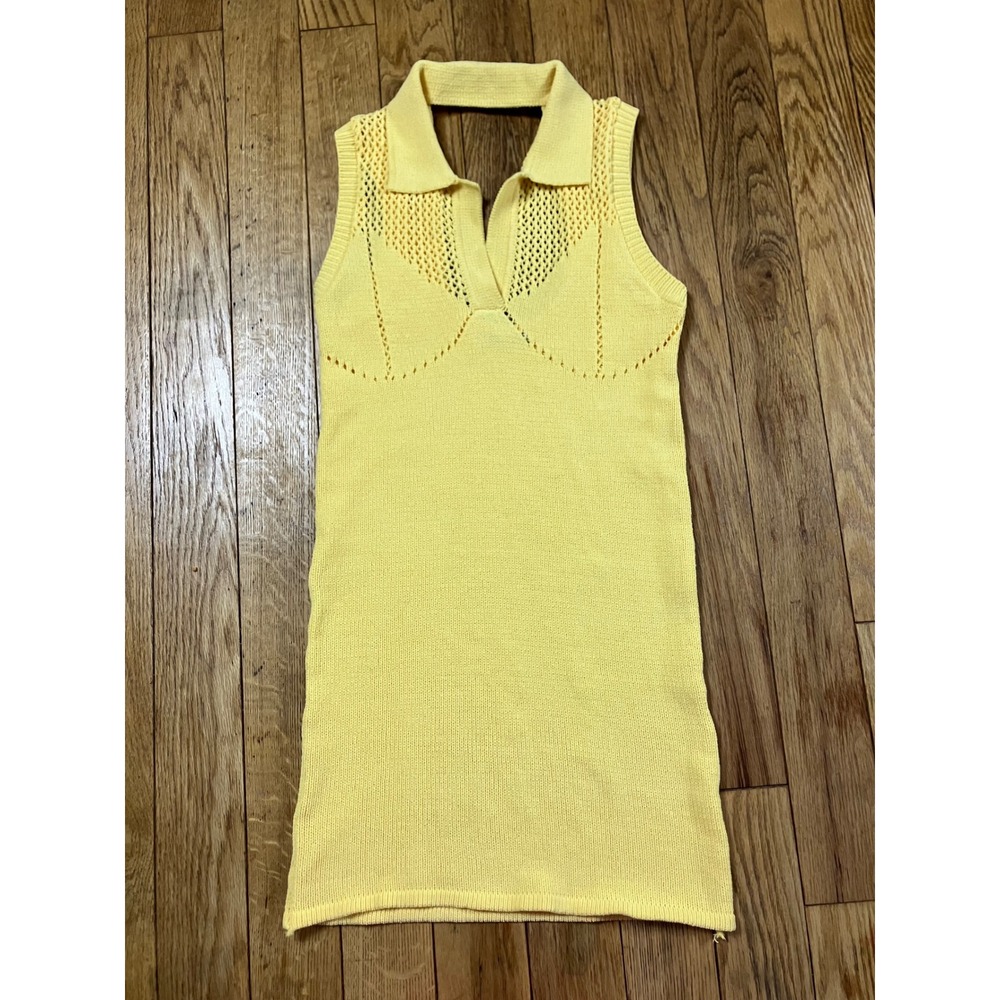 Zara Yellow Sleeveless Knit Mini Dress